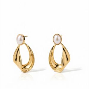 Arete dorado con perla