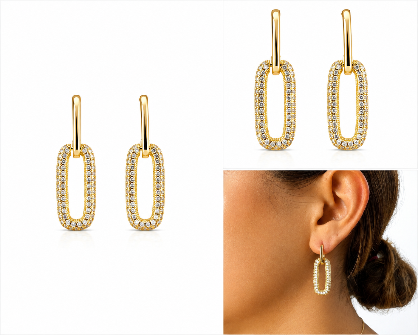 Aretes Eslabones con Circonias - Imagen 2
