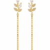 Aretes Largos con Hojas Doradas